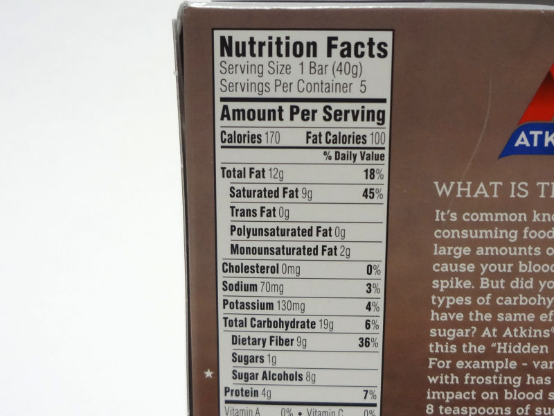 チョコレート ココナッツバーの成分表